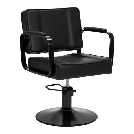 Hair System Studio noir frizerski stol z nastavljivo hidravlično višino, črn — sprednji pogled