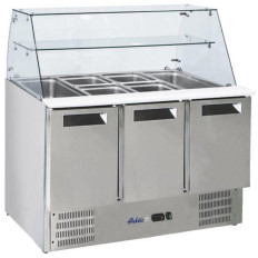 3-door salad refrigerant table with glass top on 4x GN1 / 1 368 L - Hendi 236192