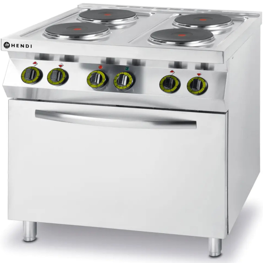 Cuisinière électrique 4 plaques avec four à convection GN1/1 Kitchen Line - Hendi 225936