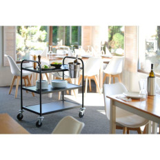 Chariot de service de catering 3 étagères pour servir jusqu'à 150 kg noir mat - Hendi 811320
