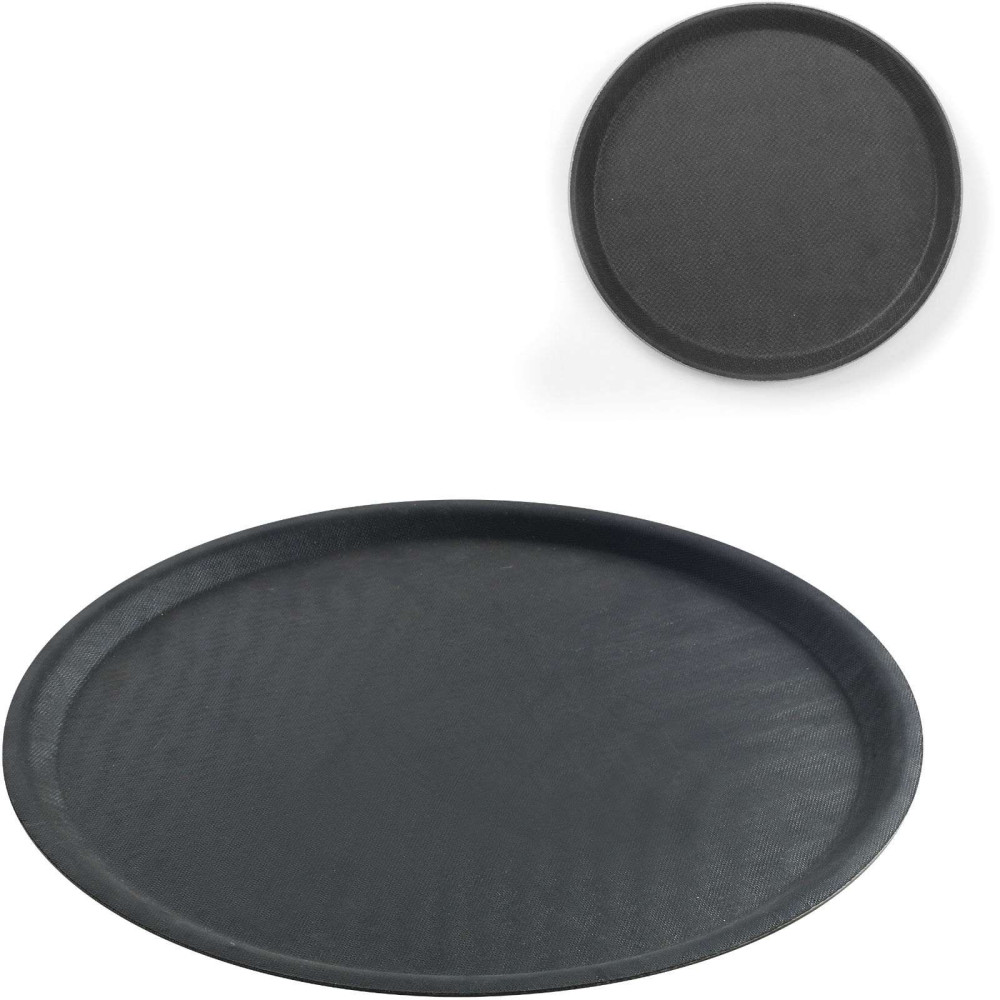 Uma bandeja de espera antiderrapante. Qua redonda. 50cm preto - Hendi 508787