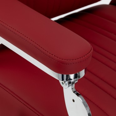 Sillón de barbero Gabbiano Elias rojo — detalle del reposabrazos