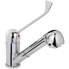 Keukenbatterij met geëxtraheerde douche roestvrij staal, 230 mm - Hendi 810255