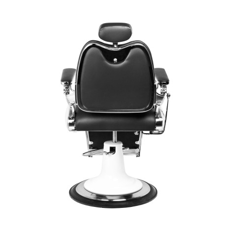 Cadeira de barbeiro Gabbiano estilo moto preta — vista traseira