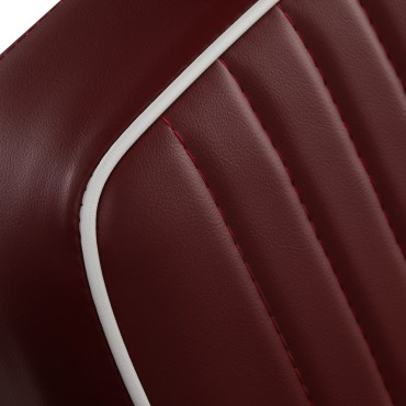 Gabbiano Visionerio barber chair red chrome frame — close-up of the backrest