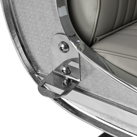 Gabbiano Visionerio Friseurstuhl Grau mit Chromgestell — Detailaufnahme Basis
