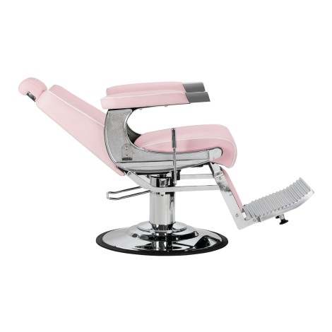 Gabbiano Visionerio barber chair pink chrome frame — side view