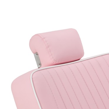 Gabbiano Visionerio barberarstol rosa kromram — närbild av huvud