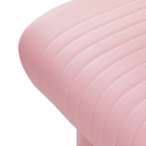 Fauteuil de barbier Gabbiano Visionerio cadre chrome rose — gros plan assise