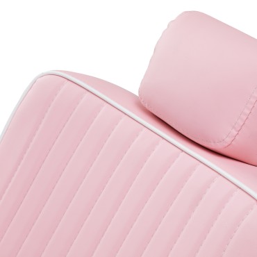 Fauteuil de barbier Gabbiano Visionerio cadre chrome rose — gros plan tête