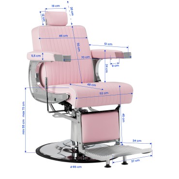 Gabbiano Visionerio barberarstol rosa kromram — framsida