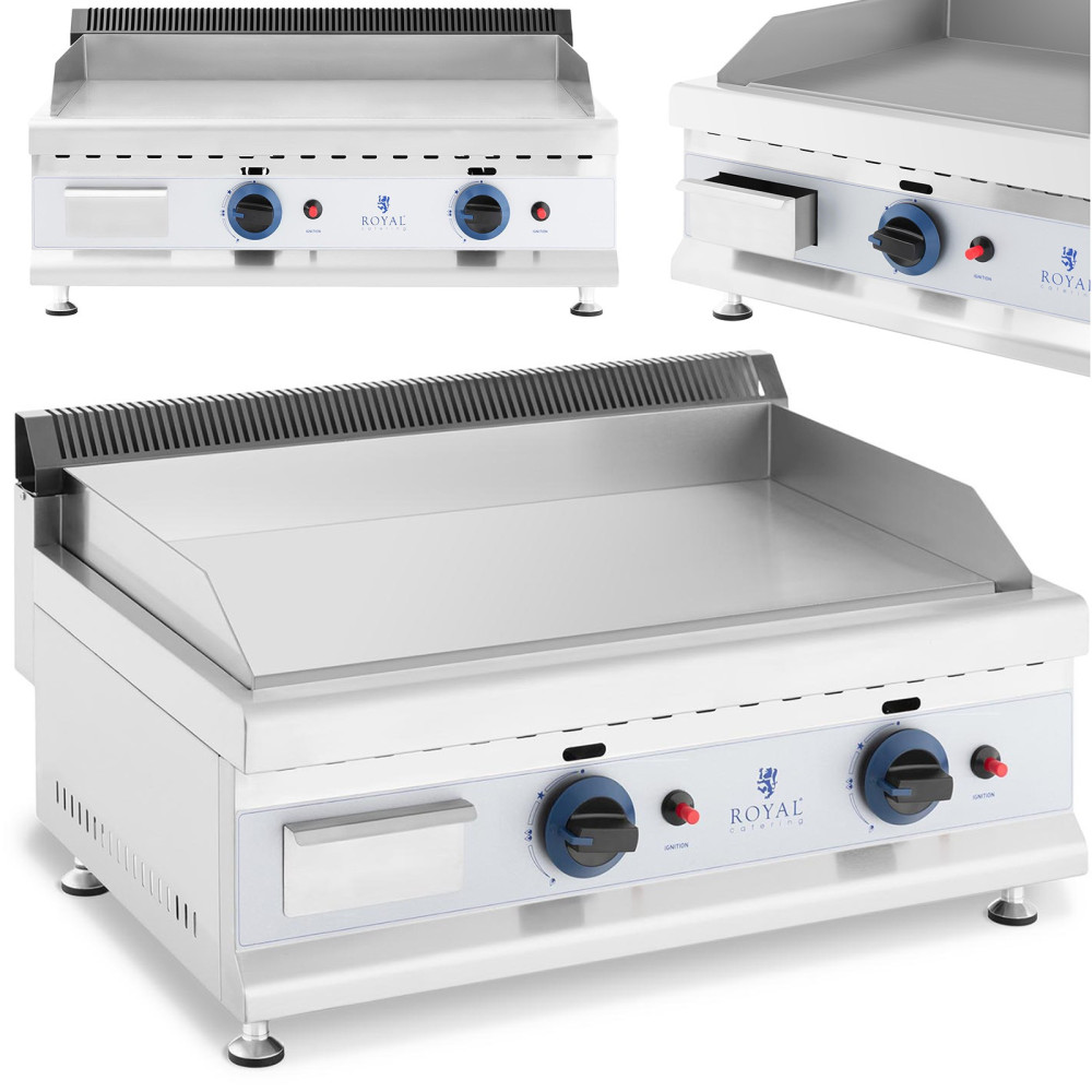 Plinski žar Dual gladka nerjavečen naravna zemeljski plin 2x 3.1 kW 0,02 Bar 60 x 40 cm