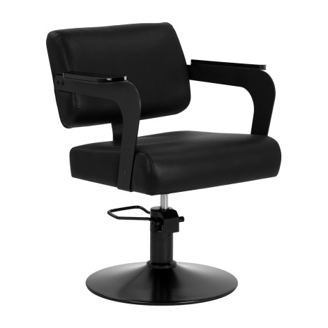 Hair System Jet noir crna stolica za frizerski salon — pogled sprijeda