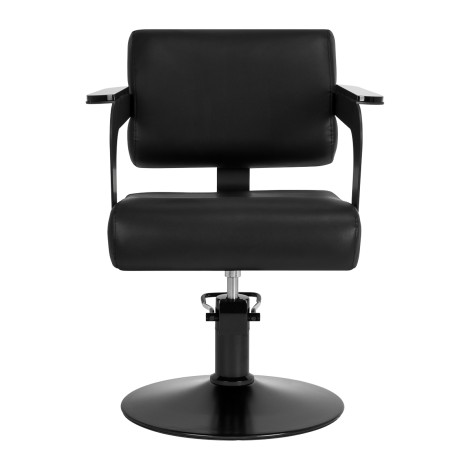 Hair System Jet noir svart frisörstol med hydraulisk lyft — framsida