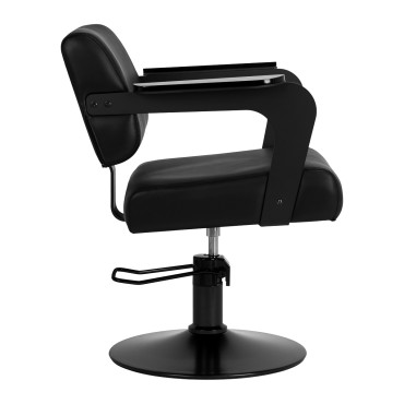 Hair System Jet noir frisørstol sort — fra siden