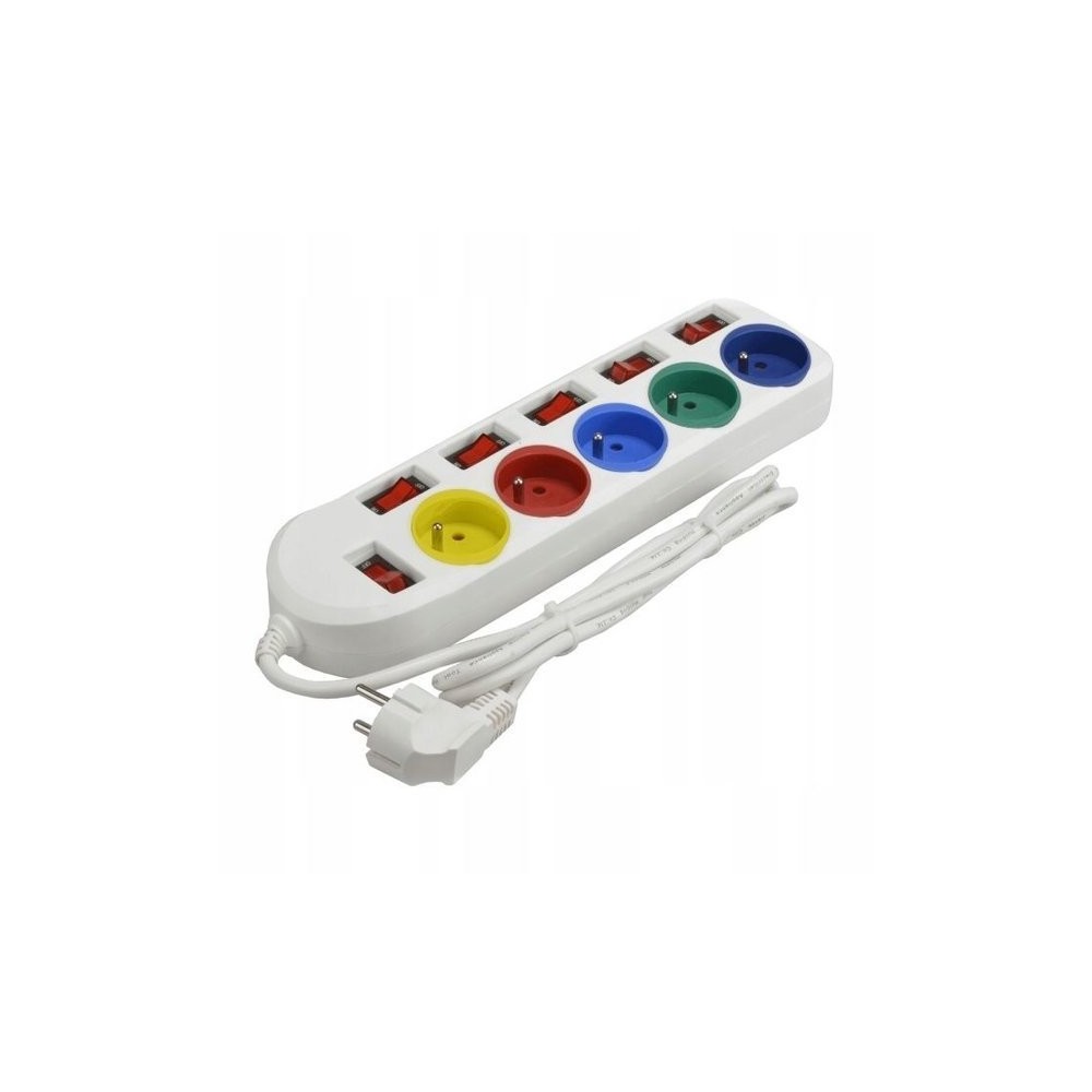 1.5m extension cord with a strip for 5 inputs - white
