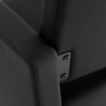 Fauteuil de coiffure Gabbiano Vitoria noir — gros plan accoudoir