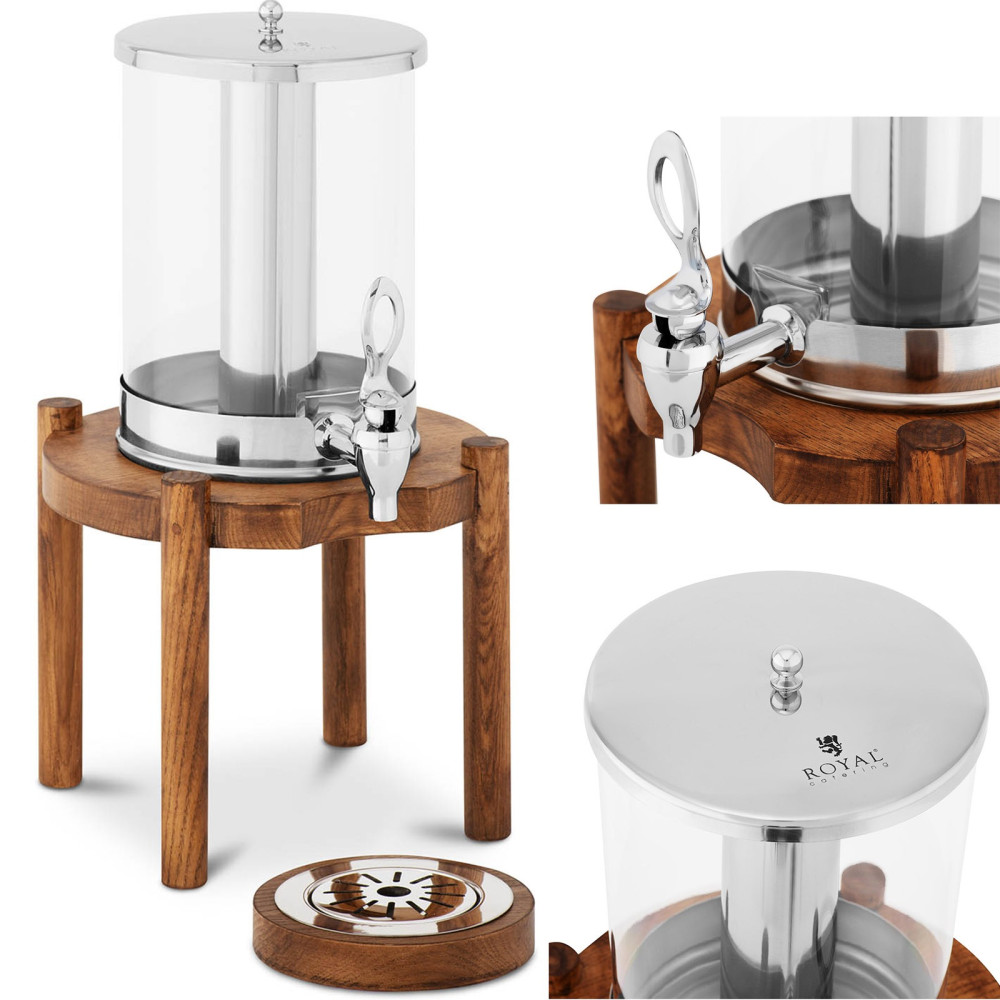 Distributore di distributori per succhi di bevande con sistema di raffreddamento su una base di legno 7 L