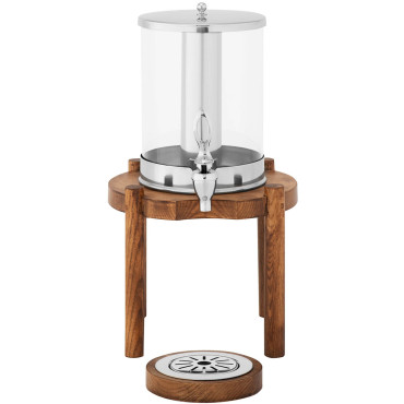 Dispensador dispensador para sucos de bebidas com sistema de refrigeração em uma base de madeira 7 l