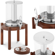 Distributeur de boissons, de jus et de limonade, refroidi, sur une base en bois, 7 l.