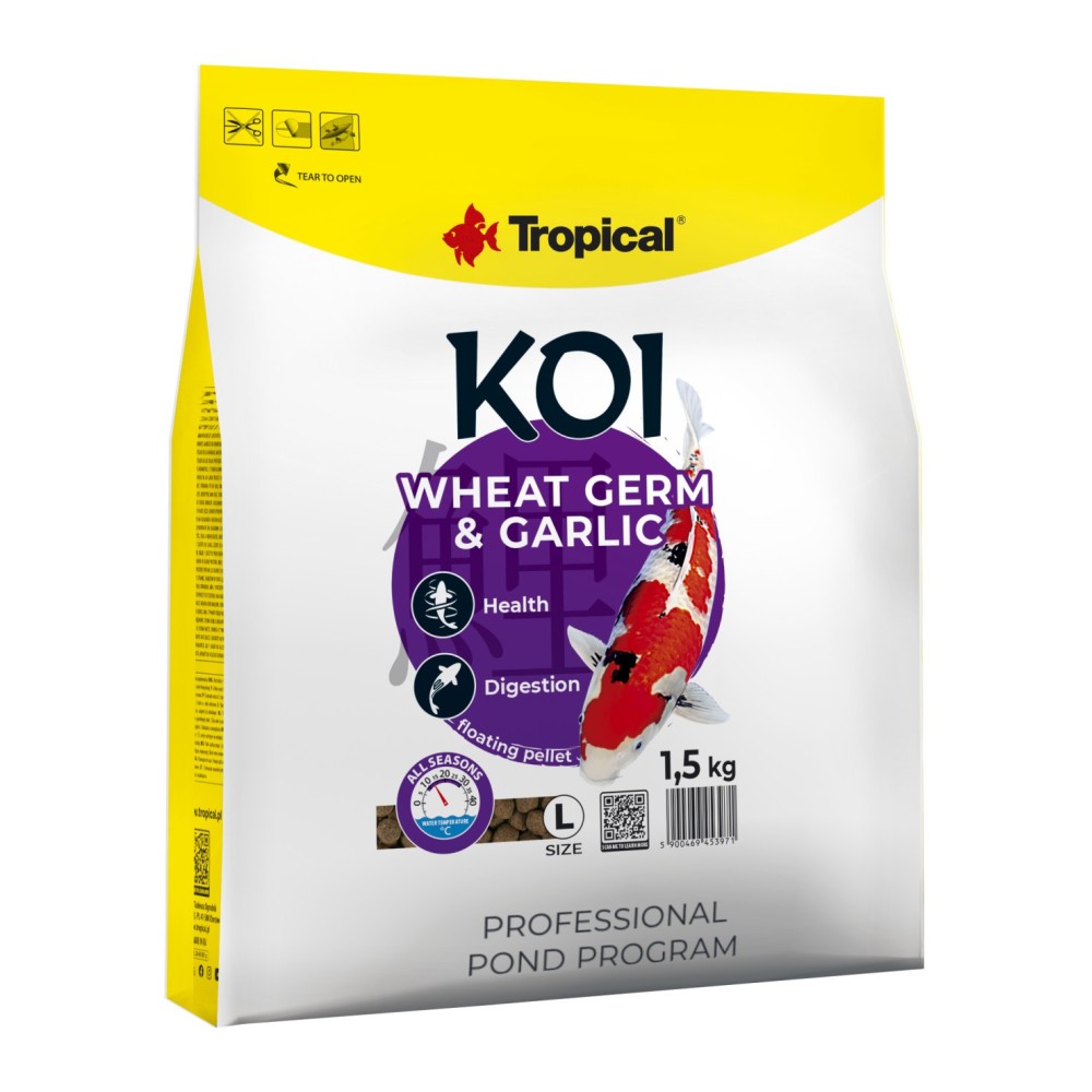 Koi Wheat Germe & Alho Pellet Tamanho L 5L / 1,5KG