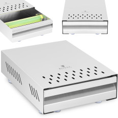 Drawer on coffee bums with beam for reflecting stainless steel flask 5.7 L