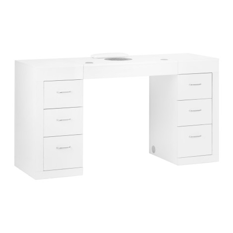 Kosmetikai asztal 324 kazettás porelszívóval, fehér — elölnézet