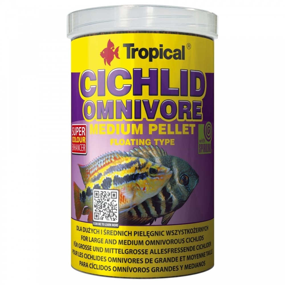 Pellet Médio de Ciclídeo Tropical Omnívoro 500ml / 180g