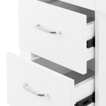 Cosmetische tafel 324 met cassette stofafzuiger wit — detail lade