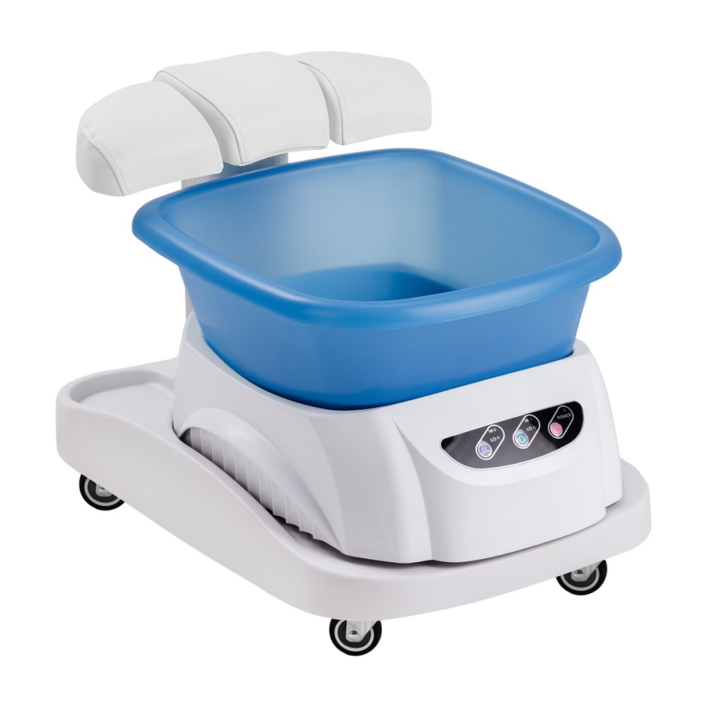 Azzurro douchebak met massager en witte trolley