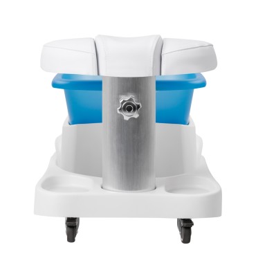 Bacia de duche Azzurro com massajador e carrinho branco — vista frontal
