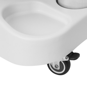 Azzurro douchebak met massager en witte trolley — detail wielen