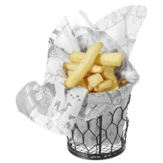Papel de pergaminho para lanche batatas fritas impressas cozinha 500 pcs. 258x425 mm - Hendi 678206