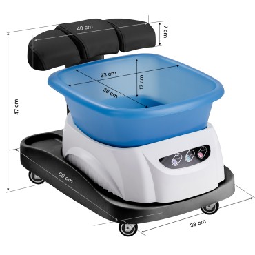 Bañera para pedicura Azzurro con masaje y carrito blanco ajustable