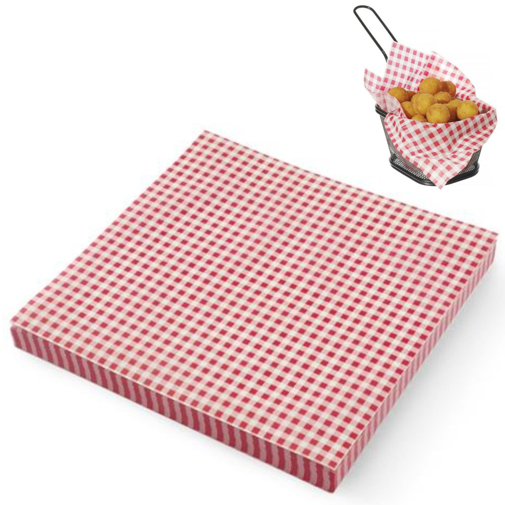 Suupiste Prantsuse friikartulite suupistepaber printimõrje 500 tk. 306x305 mm - Hendi 678176 Suupiste Prantsuse friikartulite suupistepaber printimõrje 500 tk. 306x305 mm - Hendi 678176