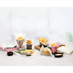 Pergamentni papir za snack francuski pomfrit ispis kuhar 500 kom. 250x200 mm - Hendi 678220