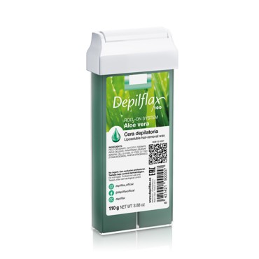 Cera Depilflax 100 para depilação, rolo aloe vera, 110 g — vista frontal