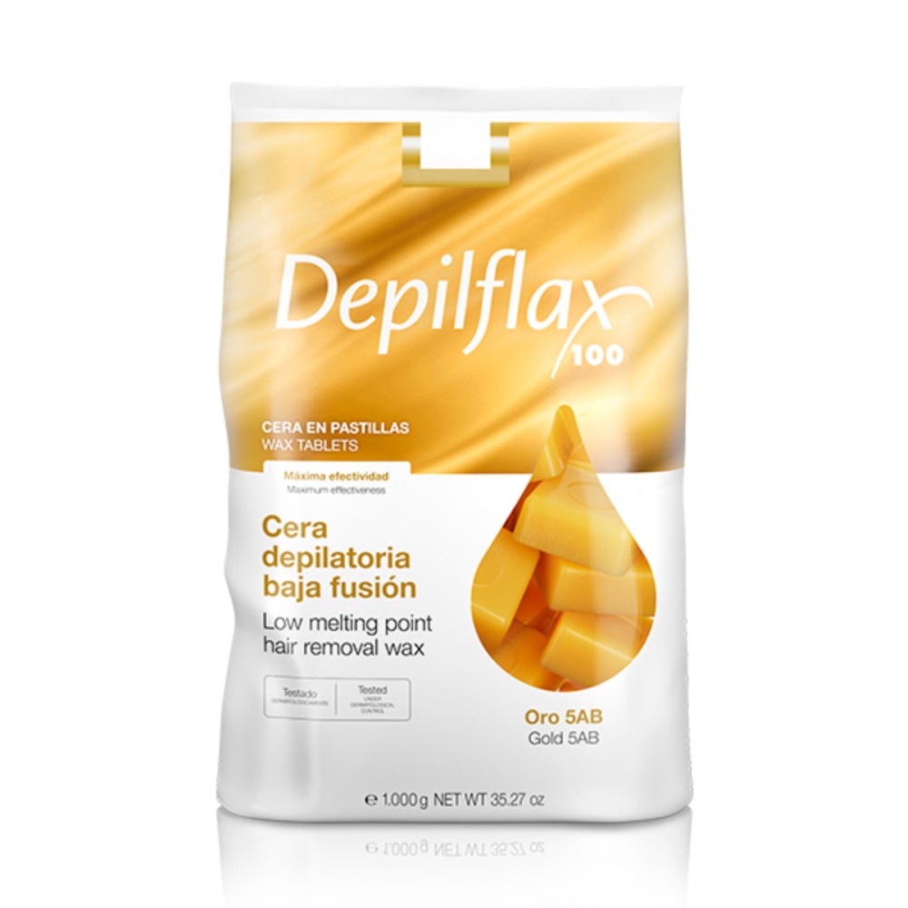 Depilflax 100 cire flexible pour épilation point de fusion bas Oro 5AB or 1000 g — vue de face