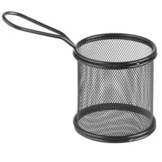 Handlekurv for servering stekt snacks pommes frites med et runde håndtak 90x90x90 mm - Hendi 425633