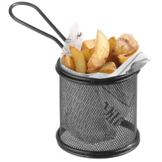 Cart palvelevat paistettua välipaloja ranskalaisia perunoita pyöreällä kahvalla 90x90x90 mm - Hendi 425633