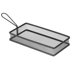 Panier pour servir des snacks frits frites avec poignée noire 255x153x45 mm - Hendi 425657