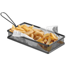 Varukorg för stekt pommes frites snacks med svart handtag 255x153x45 mm - Hendi 425657