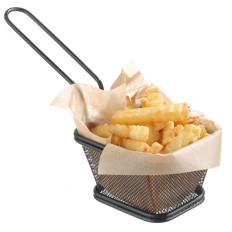 Carrinho para servir lanches fritos batatas fritas com alça preto 105x90x60 mm - Hendi 425671