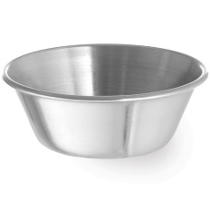 A bowl of Ramekin dish into stainless steel dips sauces. 62 mm 12 pcs. 45 ml - Hendi 400012