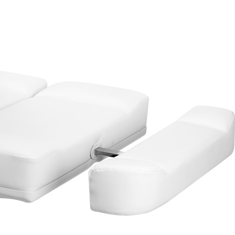 Sähköinen kosmetiikkatuoli Azzurro 803D 3 moottorilla valkoinen — lähikuva käsinojasta