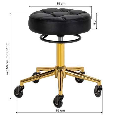 Tabouret de coiffure Gabbiano D054G or et blanc - Hauteur réglable