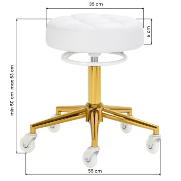 Sgabello da parrucchiere Gabbiano D054G oro bianco