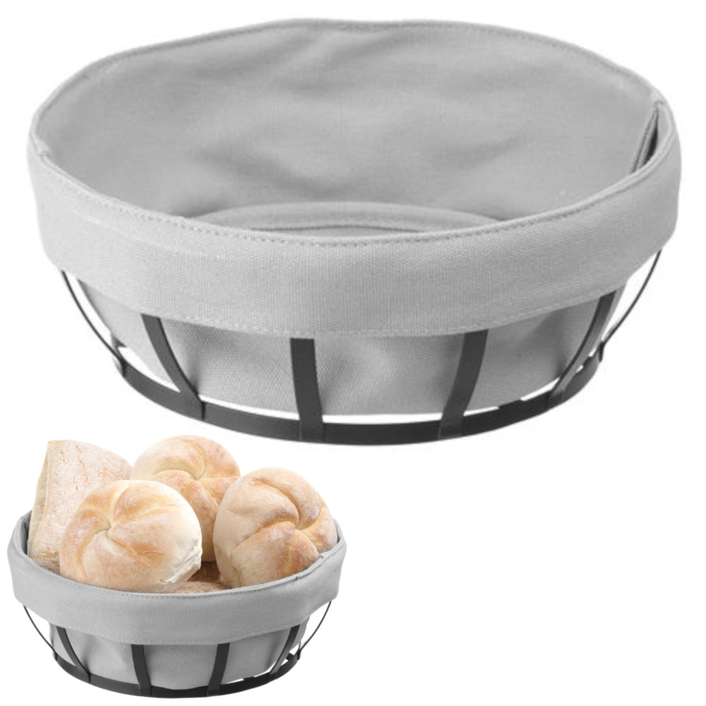 Recipiente de pão de cesta com um saco redondo cinza - Hendi 427118 Recipiente de pão de cesta com um saco redondo cinza - Hendi 427118