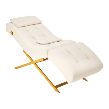 Fauteuil Sillon Umbra blanc pour soins des cils avec base dorée