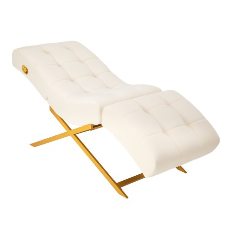 Cadeira para Tratamento de Pestanas Sillon Umbra branca com base dourada